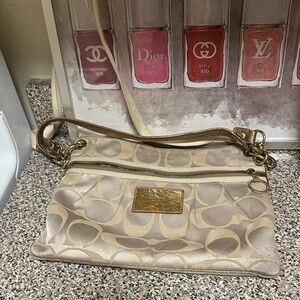 Coach Poppy Tan and Gold Crossbody Bag